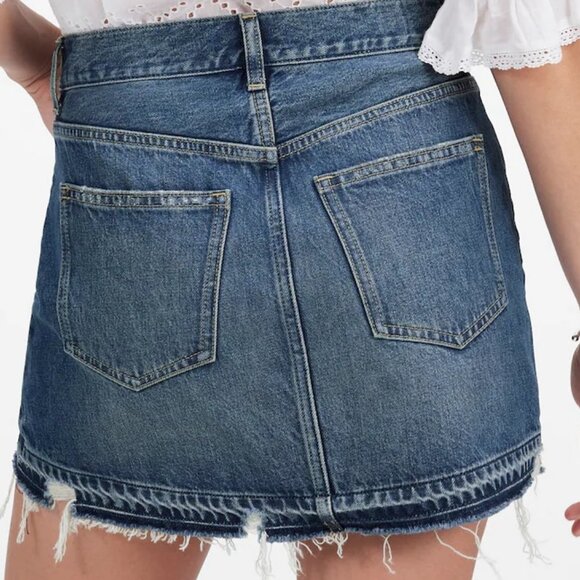 NWT Madewell Postage-Stamp Denim Mini Jean Skirt in Croswell Wash Size 27 - Picture 2 of 3